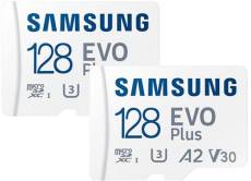 2PCS Micro SD SDXC Samsung Carte mémoire Evo Plus 128 Go SDXC U3 Classe 10 A2 130 Mo/s avec Adaptateur 130Mb/s