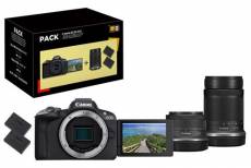 Pack Appareil photo hybride Canon EOS R50 Noir + RF-S 18-45mm f/4.5-6.3 IS STM + RF-S 55-210mm f/5-7.1 IS STM + 2ème batterie + chargeur