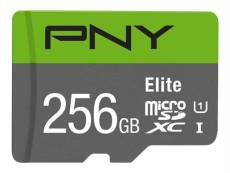 PNY Elite - Carte mémoire flash - 256 Go - A1 / Video Class V10 / UHS Class 1 / Class10 - microSDXC UHS-I
