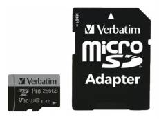 Verbatim PRO U3 - Carte mémoire flash (adaptateur microSDXC vers SD inclus(e)) - 256 Go - A2 / UHS-I U3 / Class10 - microSDXC UHS-I