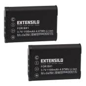 EXTENSILO 2x Batteries compatible avec Sony Cybershot DSC-RX100 Mark 5, DSC-RX100M7 appareil photo, reflex numérique (1100mAh, 3,7V, Li-ion)