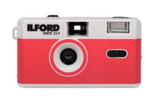 Appareil photo argentique compact 24x36 Ilford Sprite 35mm II Argent et rouge Réutilisable