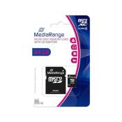 MediaRange - Carte mémoire flash (adaptateur microSDXC vers SD inclus(e)) - 64 Go - Class 10 - micro SDXC - noir