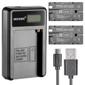 Neewer Micro USB Chargeur de Batterie + 2-Pack 2600mAh NP-F550 / 570/530 Batteries de Remplacement pour Sony Handycam, Neewer Nanguang CN-160, CN-216,
