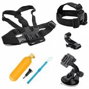 SHOOT 7-en-1 Accessories Pack Kit d'accessoires Bâton Flottantde Plongée pour GoPro Hero 8 Hero 7 Noir Argent Blanc/6/5/4/3 +/3/HERO(2018)/Fusion Cros