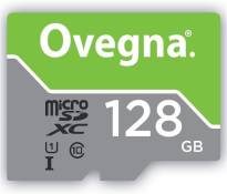Carte mémoire Ovegna MicroSDXC UHS-I Ultra, Vitesse de Lecture Allant Jusqu'à 100MB/S, Classe 10, U1, avec Adaptateur et boitier (128 Go)