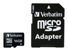 Verbatim - Carte mémoire flash (adaptateur microSDHC - SD inclus(e)) - 16 Go - Class 4 - micro SDHC