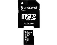 Transcend - Carte mémoire flash (adaptateur SD inclus(e)) - 2 Go - micro SD