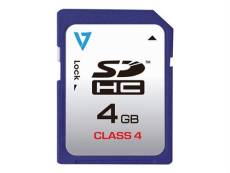 V7 VASDH4GCL4R - Carte mémoire flash - 4 Go - Class 4 - SDHC - bleu