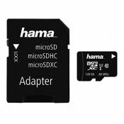Hama Carte mémoire pour téléphone (Micro SDXC pour téléphone / Classe 10, 128 GB - 80 MB/s, Adaptateur mobile) Noir
