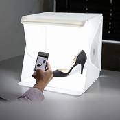Mini studio de photographie pliable Tente Photo Studio Portable Light Box Kit avec LED Light, Table Top Tente lumière LED (22.6x23x24cm)