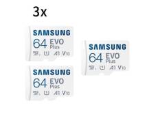 3PCS Carte mémoire Micro SD SDXC SAMSUNG EVO PLUS 64Go MB-MC64KA/EU 130Mb/s ideal pour smartphone tablette etc.