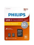 Pack Philips Duo Carte Micro SDHC Class 10 UHS-I U1 32 Go avec adaptateur