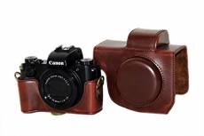 PDXD-share PU-Cuir étui de Protection pour Appareil Photo Canon Powershot G5 X Compact System (Café)