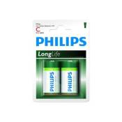 Philips LongLife R14L2B - batterie - C - Carbon Zinc x 2