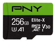 PNY Elite-X - Carte mémoire flash (adaptateur microSDXC vers SD inclus(e)) - 256 Go - A1 / Video Class V30 / UHS-I U3 / Class10 - microSDXC UHS-I - no