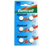 Eunicell AG12 Lot de 6 piles bouton alcalines G12/LR43/LR43SW/LR1142 LR1142SW SR1142W de type 301/386