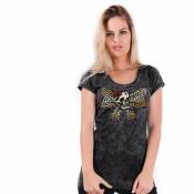 Lucky 13 Leopard Bow Skull Short Sleeve T-shirt Noir XL Femme