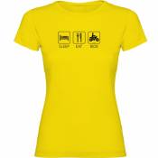 Kruskis Sleep Eat And Ride Short Sleeve T-shirt Jaune 2XL Femme