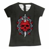 Tee-shirt femme Lethal Threat Crâne Dague gris foncé- L