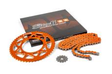 Kit chaîne 13x53 - 420 Stage6 alu CNC Orange Derbi DRD Pro