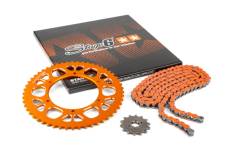 Kit chaîne 14x53 - 420 Stage6 alu CNC Orange Aprilia SX 50