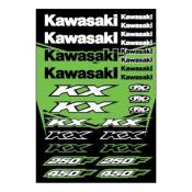 Planche 27 autocollants Factory Effex Kawasaki KXF noir/vert/blanc 48c