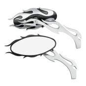 Rétroviseurs Drag Specialties miroirs ovales tige flamme 3D chrome/no