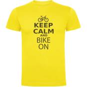 Kruskis Keep Calm And Bike On Short Sleeve T-shirt Jaune 2XL Homme