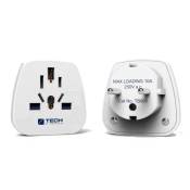 Travel Blue World To Europe With Earthed Adapter Blanc