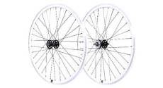 Paire roues 700 fixi 550 blanc velox track flip flop ecrous pignon 16t 32 rayons