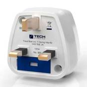 Travel Blue World To Uk With Earthed Adapter Blanc