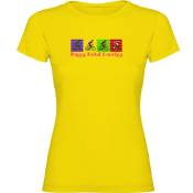 Kruskis Happy Pedal Dancing Short Sleeve T-shirt Jaune XL Femme
