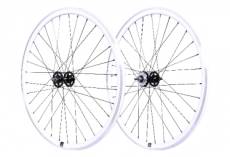 Paire roues 700 fixi 550 blanc velox track flip flop ecrous pignon 16t 32 rayons