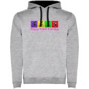 Kruskis Happy Pedal Dancing Two-colour Hoodie Gris XL Homme