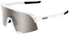 100% Eyewear S3 Matte White HiPER Silver Mirror Lens Sunglasses, White/Mirror