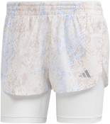 adidas Women's Fast 2in1 All Over Print Run Shorts - White/Alumina