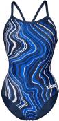Arena Womens Marbled Lightdrop Back Swimsuit - Navy/Navy/White