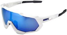 100% Eyewear Speedtrap Matte White Blue Mirror Lens Sunglasses, White/Blue